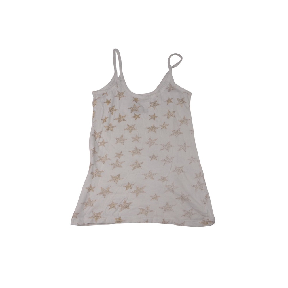 Y2K‎ No Boundaries White Glitter Star Print Spaghetti Strap Camisole Top S 3-5
